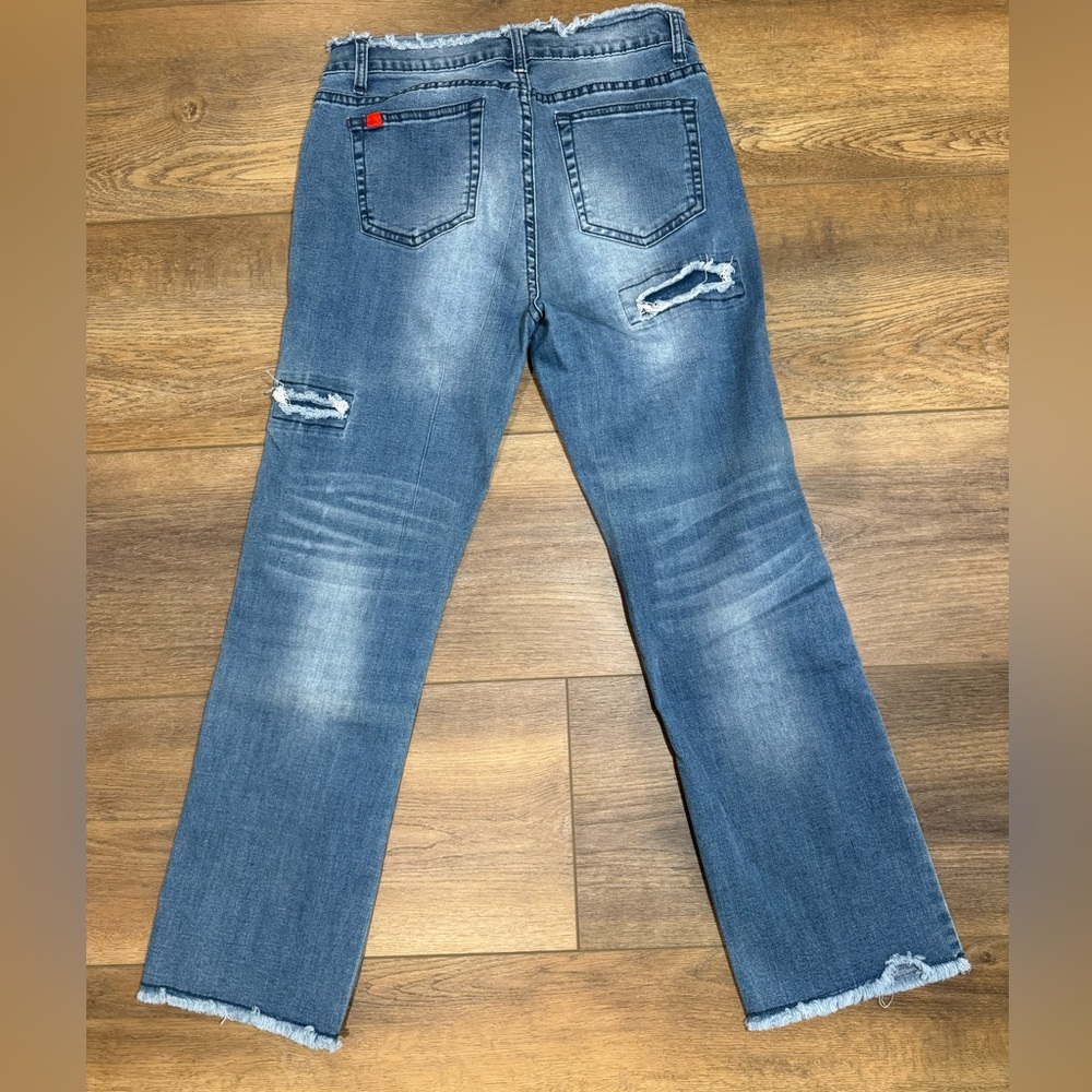 Distressed Patch Crop Jeans - Size 8 - image 6